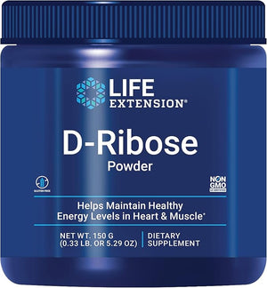 Life Extension D-Ribose Powder Dissolve in Liquid to Encourage Cellular Energy Production and Support Heart and Muscle Health Gluten-Free Non-GMO Vegetarian 150 Grams