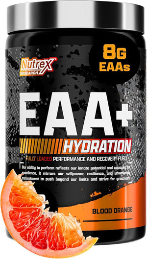 Nutrex Research EAA Hydration | EAAs + BCAAs Powder | Muscle Recovery Strength Muscle Building Endurance | 8G Essential Amino Acids + Electrolytes | Blood Orange Flavor 30 Serving