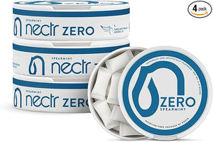 Nectr Energy Zero Pouches - No Caffeine, No Sugar, Zero Calories, Mini Pouches for Oral Fixation and Stress Relief - 4 Pucks of 20 - Spearmint Flavor