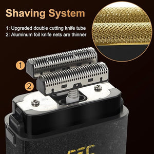 GEC 2-in-1 Electric Shaving Razor, Rechargeable Razor with LED Display, Men's Beard Trimmer for Facial Beauty Products, Bald Head haircutting, Metal Body