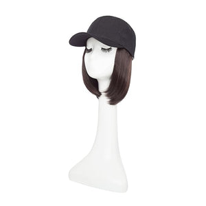 TESS Hat Wigs for Women Baseball Cap with Hair Attached Short Straight Synthetic Hair 6