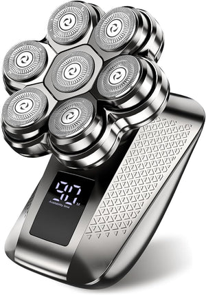 Head Shavers for Bald Men, 7D Electric Razor for Men, IPX7 Waterproof Dry/Wet Detachable Head Shaver, LED Display, Fast Charging, 5-in-1 Pro Grooming Kit, Travel-Friendly, Ideal Gift Choice