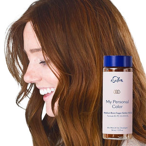 eSalon Permanent Hair Color &amp; Hair Dye Kit - Medium Brown Copper Golden - Professional-Grade Personal Colorist for All Hair Types, Up To 100% Gray Coverage - Ammonia-Free