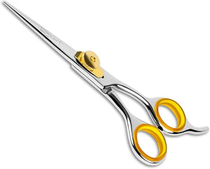 SHARF Professional 5.75¡± Straight Barber Scissors: Sharp 440c Japanese Stainless Steel Hair Cutting Shears For Men &amp Women| Gold Touch Series Trimming Scissors w/Easy Grip Handles