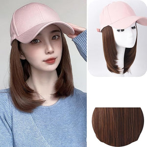 Women's Hat wig Duck Tongue hat collarbone Hair Straight hair inner Buckle wig Baseball Cap Sun Hat Wave Curly Hair
