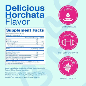 Glute Y Glow by Amatemas ? Women's Creatine + Biotin Supplement for Muscle Growth, Glute Support, Hair Skin &amp; Nails ? Horchata Flavor ? Energy Support ? Lean Muscle ? Daily Performance Blend