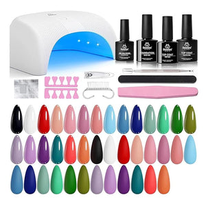 Beetles Gel Nail Polish Kit with U V Light - 31 Pcs Gel Polish Kits 20 Colors with Base and Glossy Top Coat Soak Off DIY Salon Beginner-friendly Manicure Nails Stuff Gifts for Women Teens Girls