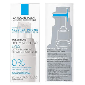 La Roche-Posay Toleriane Dermallergo Eye Cream Soothing Repair Moisturizer Soothes and Comforts Sensitive Skin Allergy Tested Fragrance Free Alcohol Free Formerly Toleriane Ultra Eyes