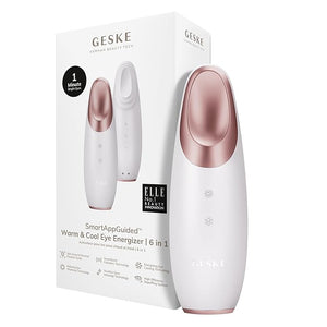 GESKE SmartAppGuided¢â Warm &amp; Cool Eye Energizer | 6 in 1 | Heated Massager | Combat Dark Circles &amp; Under-Eye Bags | Refresh Droopy Eyelids | Anti-Stress &amp; Relaxation | Sonic Massaging