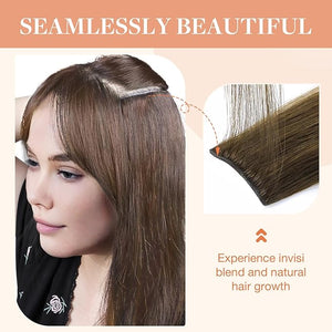 GOO GOO Invisi Edge Clip in Hair Extensions 16inch 160g 9Pcs Injected Seamless PU Clip in Hair Extensions Virgin Real Human Hair #4/27/4 Balayage Chocolate Brown to Caramel Blonde