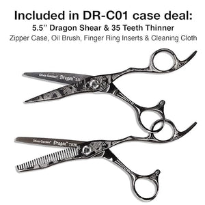 Olivia Garden Dragon Shears Kit - Includes Professional Hair Cutting Shear, Thinner, Case, and Accessories - Razor Sharp Scissors