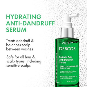 Dercos Salicylic Acid Anti-Dandruff Treatment, Scalp Treatment Targets Dandruff Symptoms &amp; Leaves Head Feeling Hydrated &amp; Soothed, Serum Provides Flake &amp; Itch Relief, 3 Fl. Oz.