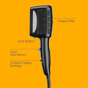 INFINITI PRO CONAIR 3-in-1 Styling Hair Dryer 1875W Blow Dryer with 3 Styling Attachments to Detangle Straighten and Volumize Tourmaline Ceramic Coating and Ionic Conditioning Black