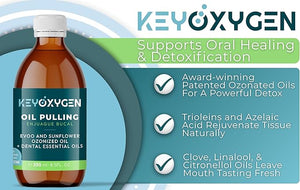 Ozonated Pulling Oil for Teeth and Gums | Ozone Infused Organic Extra Virgin Olive and Sunflower Oils with Dental Essential Oils | Fluoride-Free Mouthwash for Adults 8.5 fl. oz.