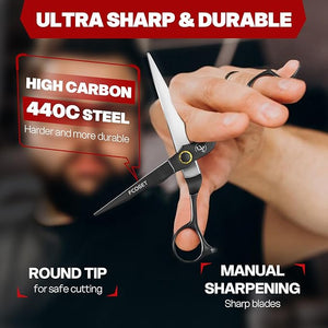 Professional Barber Hair Scissors Thinning Shears Kit - 6.8 HIGH-END Extremely Sharp Haircut Scissors Hairdressing Texturizing Hair Cutting Shears Set 440C Stainless Steel for Salon Home Stylists