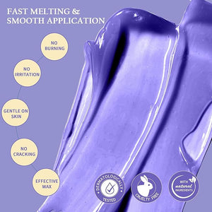 Maxpearl 2.5LB Hard Wax Beads for Hair Removal Natural Lavender Formula - Brazilian Waxing Sensitive Skin Face Underarms Legs Back Chest and More with 20 Wax Sticks Purple