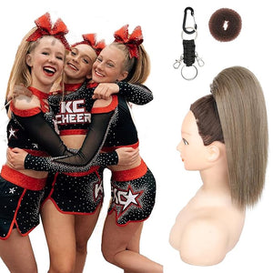 SEIKEA Cheer Ponytail Hair Piece 14 Straight Cheerleader Hairpiece Ponytail Extension for Cheer Competitions Dance Costume Dress up Soft Natural Look for Girls Teens Ash Blonde