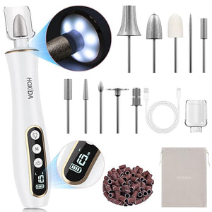 Professional Manicure Pedicure Kit, Cordless Electric Nail Drill with 360¡Æ LED light&amp;10 Speeds, Rechargeable Pedicure Tools for feet, Hand Foot Care Nail Drill for Thick Nail Toenail Cuticle Women