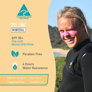 Sun Zapper Zinc Oxide Sunscreen Stick ? SPF 50+ Waterproof ? 3-Pack (Pink White Blue) ? For Face &amp Body ? Adults Kids Baby ? Travel Size ? Made in Australia