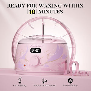 LANSLEYWAX Digital Waxing Kit for Women Men - Water Pink Waxing Machine with 39 Accessories - Hard Wax Kit for Arm Leg Brazilian Bikini Face Sensitive Skin, Wax Warmer Hair Removal for Home/Salon Use