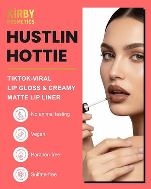 Lip Kit Duo ? Hustlin Hottie - TikTok-Viral Precision Liner &amp; Glossy Liquid Lipstick, Clean 2-Step Set with Hydrating Long-Wear Color ? Bold Inclusive Beauty for Everyday Konfidence