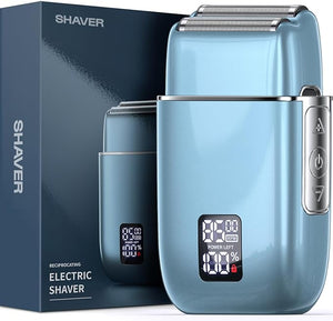 Electric Razor Electric Shaver for Men Upgraded Foil Shaver with 3 Speeds Double Floating Blade IPX7 Waterproof Wet/Dry LED Display USB Type C Rechargeable Blue