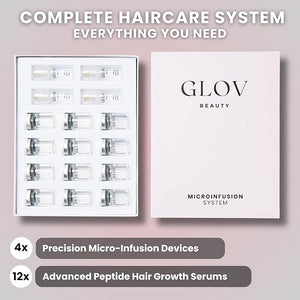 Glov Beauty Micro Infusion Hair Renewal Kit ? 0.25mm Gold Derma Stamp with Hyaluronic Acid Peptide &amp Botanical Serum Ampoules | Hydrating Scalp Treatment for Fuller Thicker-Looking Healthier Ha
