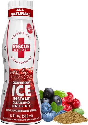 Rescue Detox ICE - Cranberry Flavor - 17oz | Works in 90 Minutes Up to 5 Hours