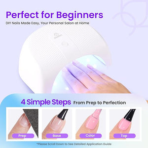 Beetles Gel Nail Polish Kit with U V Light - 31 Pcs Gel Polish Kits 20 Colors with Base and Glossy Top Coat Soak Off DIY Salon Beginner-friendly Manicure Nails Stuff Gifts for Women Teens Girls