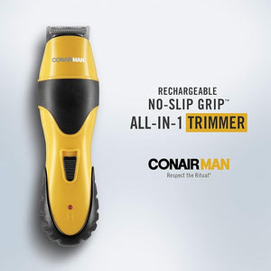ConairMAN All-in-One Beard Trimmer for Men for Face, Nose and Ear Hair Trimmer,6 piece Men's Grooming Kit, Cordless/Rechargeable