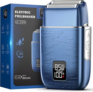 Electric Razor for Men Electric Shaver for Men Upgraded Foil Shaver with 3 Adjustable Speeds Type-C Rechargeable Close Shave Beard Trimmer IPX7 Waterproof Wet/Dry Travel Lock (Blue)