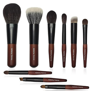 Mini Makeup Brush Set 9 Full Face Mini Travel Make Up Brushes Set Synthetic &amp Natural Hair Makeup Brushes For Blush Eyeshadow Conceal Eyebrow Brush with a compact Brush Case