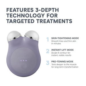 NuFACE MINI+ Microcurrent Facial Device Kit - FDA Cleared Face Sculpting &amp Skin Tightening Device to Contour Lift &amp Tone + Microcurrent Gel Activator &amp Silk Creme - Violet Dusk