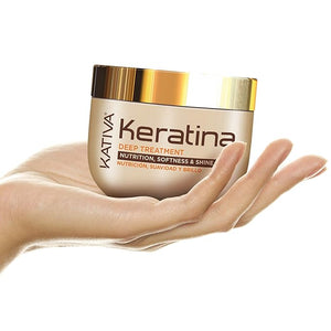 KATIVA Keratin Intensive Treatment (8.45 Fl Oz) - Rebuild &amp Strengthen Damaged Hair with Hydrolyzed Keratin &amp Ceramides Sulfate-Free for Soft Shiny Nourishment