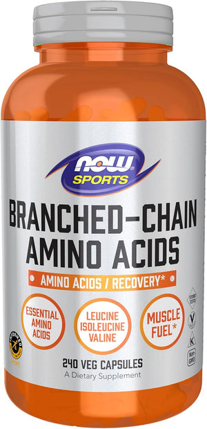 NOW Foods Sports Nutrition Branched Chain Amino Acids With Leucine Isoleucine and Valine 240 Veg Capsules