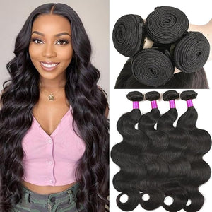MDL 12A Bundles Human Hair 16 16 18 18 Inch 4 Bundles Human Hair Brazilian Virgin Hair Extensions Double Weft Natural Black