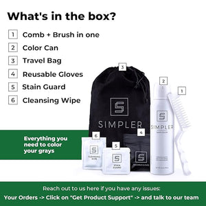 Simpler Hair Color Natural Black Mustache and Beard Upgraded Brush Kit with 3 Brushes Included for Precision Application - Gentler, Ammonia Free Beard Dye for Men w/Aloe Vera, Avocado Oil &amp; More.