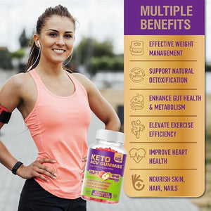 Keto ACV Gummies for Advanced Weight Loss - Gluten &amp Sugar-Free Apple Cider Vinegar Rapid Fat Burner Diet Supplement for Women Men - 60 Gummies (1000MG)