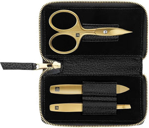 ZWILLING Beauty TWINOX 4-pc Gold Manicure Set with Black Leather Case Care for hands and feet with nail clippers