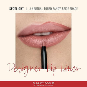 Runway Rogue Designer Liner Lip Pencil, Matte Light Sandy-Beige Lip Liner Pencil and Lip Liner Sharpener, ¡®Spotlight¡¯