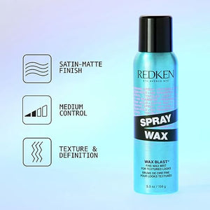 Redken Spray Wax Invisible Texture Mist For All Hair Types - High Impact Finishing Spray Wax Adds Volumizing Body &amp Dimension With A Satin-Matte Finish