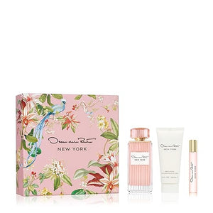 Oscar de la Renta New York Eau de Parfum 3 Piece Gift Set for Women - Perfume Spray 3.4 Fl. Oz Purse Travel Spray 0.5 Fl. Oz and Body Lotion 3.4 Fl. Oz.