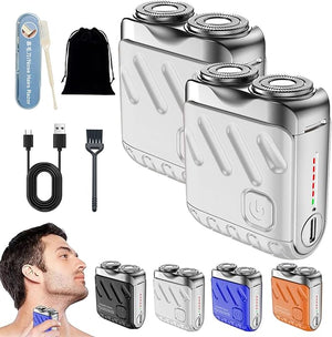 Mini Shaver Small Steel Cannon Suspended Magnetic Blade Shaver Mini Electric Explosive Shavers for Men Waterproof USB Fast Charging Compact Travel Size (2PCS-White)