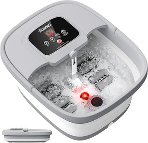 HOSPAN Collapsible Foot Spa with Heat Bubble Red Light and Temperature Control Foot Bath Massager with 8 Shiatsu Massage Rollers Pedicure Foot Spa for Relaxation and Stress Relief