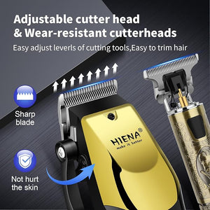 HIENA PRO Professional Hair Clippers &amp Cordless Barber Clippers for Men Rechargeable Trimmer Set and Facial Grooming Tool Kit Ear Nose Hair Trimmer Set Gifts for Men