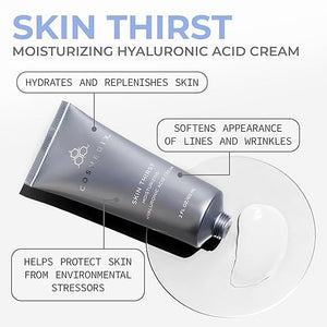 COSMEDIX Skin Thirst Hyaluronic Acid Moisturizer Face Cream - Hydrating Face Lotion &amp; Make Up Primer for Pores, Wrinkles &amp; Fine Lines - Daily Facial Skin Care for Softer, Smoother &amp; Vibran