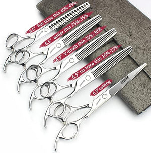 SHARONDS 6.5 Inch Stainless Steel Professional Barber Scissors Hair Thinning Scissors Hairdresser or Home Hairdresser Variant/Hybrid Scissors (6.5 inch-5pc)