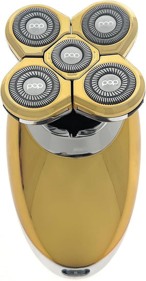 Pop Sonic 5-Head Electric Shaver Kit - Unisex (Gold) Shaver for Face Head &amp Body - Smooth Waterproof USB Rechargeable Trimmer with 360-Degree Precision Cut Heads for Men &amp Women