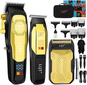 Professional Hair Clippers for ManHair Clippers Electric Shavers Razor T-Blade Hair Trimmer 3 in 1 Cordless Barber Trimmer Bald Shavers LED Display Gifts (3PCS)