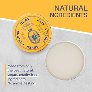 SEVEN POTIONS Hair Clay For Men and Women 3.4 fl oz - High Hold No Shine Hair Pomade For Men - Effortless Hair Styling Product That Leaves No Residue - Water Based - Natural Vegan Cruelty Free